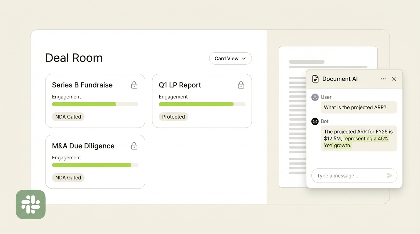 SendNow Document Classification Software with AI chatbot, deal cards, and Slack integration
